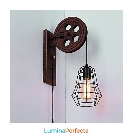 Lampă de perete industrială retro din fier cu personalitate creativă Lift Pulley Lampă de perete industrială retro din fier cu personalitate creativă Lift Pulley