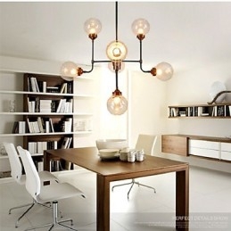 Candelabru modern, creativ din fier forjat, refacerea modurilor antice Bile de sticlă Fasole magică moleculară Droplight