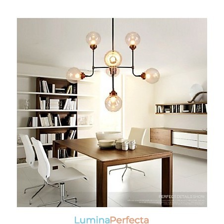 Candelabru modern, creativ din fier forjat, refacerea modurilor antice Bile de sticlă Fasole magică moleculară Droplight Candelabru modern, creativ din fier forjat, refacerea modurilor antice Bile de sticlă Fasole magică moleculară Droplight