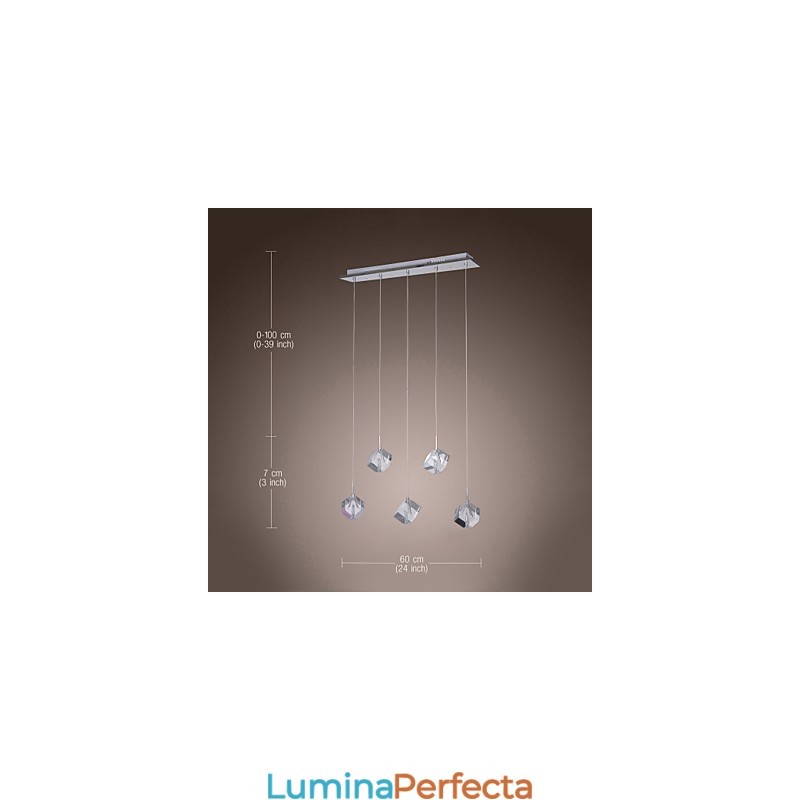 Lampă suspendată modernă, contemporană, din cristal, cromat