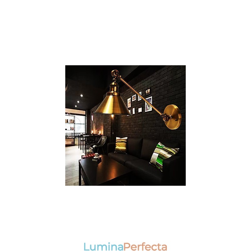 Applique de perete din metal de epocă, montată în lumină retro industrială, abajur de lampă, corpuri de iluminat de noapte reglabile