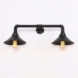 Aplice Industriale Vintage De Perete Abajur De Metal Negru Restaurant Cafe Bar Decor Iluminat Cu Finisaj Vopsit 2 Lumini