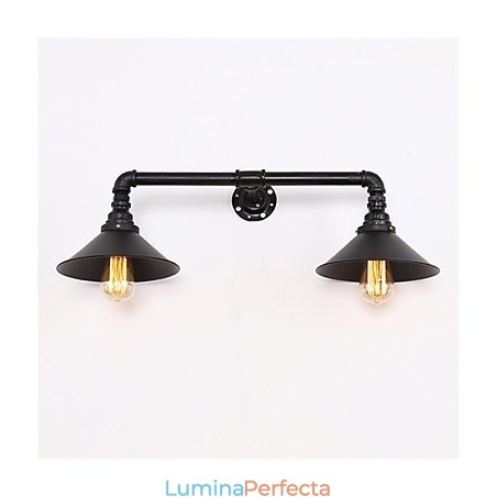 Aplice Industriale Vintage De Perete Abajur De Metal Negru Restaurant Cafe Bar Decor Iluminat Cu Finisaj Vopsit 2 Lumini Aplice Industriale Vintage De Perete Abajur De Metal Negru Restaurant Cafe Bar Decor Iluminat Cu Finisaj Vopsit 2 Lumini