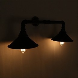 2 capete Aplice Industriale Retro Pipe Perete Loft Simplu Metal Negru Sufragerie Bucatarie Bar Cafenea Iluminat Decor