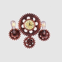 Applique industriale de epocă Forma roată din lemn Lumini rotative creative Restaurant Cafe Bar Iluminat decorativ