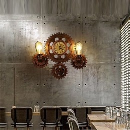Applique industriale de epocă Forma roată din lemn Lumini rotative creative Restaurant Cafe Bar Iluminat decorativ