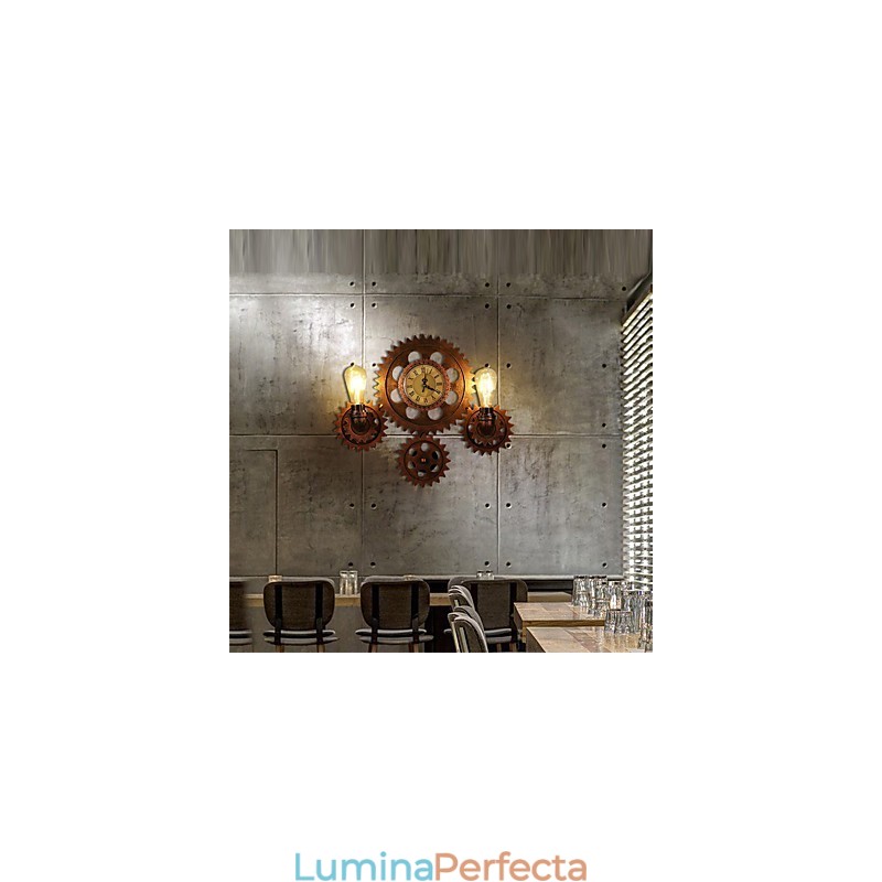 Applique industriale de epocă Forma roată din lemn Lumini rotative creative Restaurant Cafe Bar Iluminat decorativ