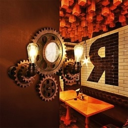 Applique industriale de epocă Forma roată din lemn Lumini rotative creative Restaurant Cafe Bar Iluminat decorativ