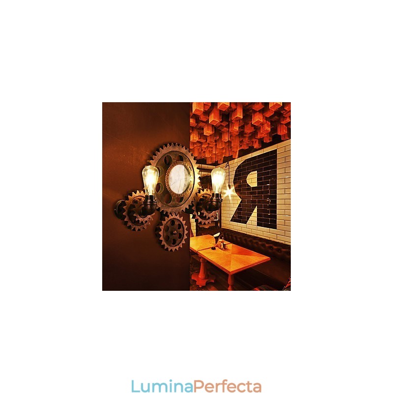 Applique industriale de epocă Forma roată din lemn Lumini rotative creative Restaurant Cafe Bar Iluminat decorativ