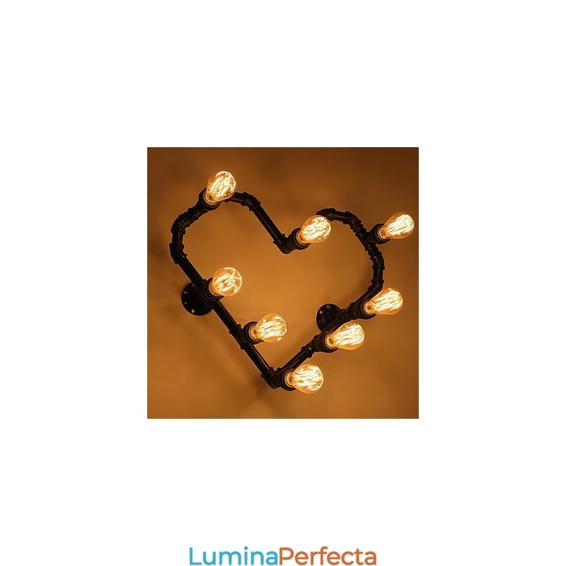 Țevi de apă de epocă Loving Heart Creativ Applique de perete Sufragerie industrială Restaurant Baruri Decorare cafenele Aplice de perete
