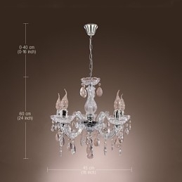 Lampă de tavan cromat Upligh Lumină cu lumânare Candelabru din acril