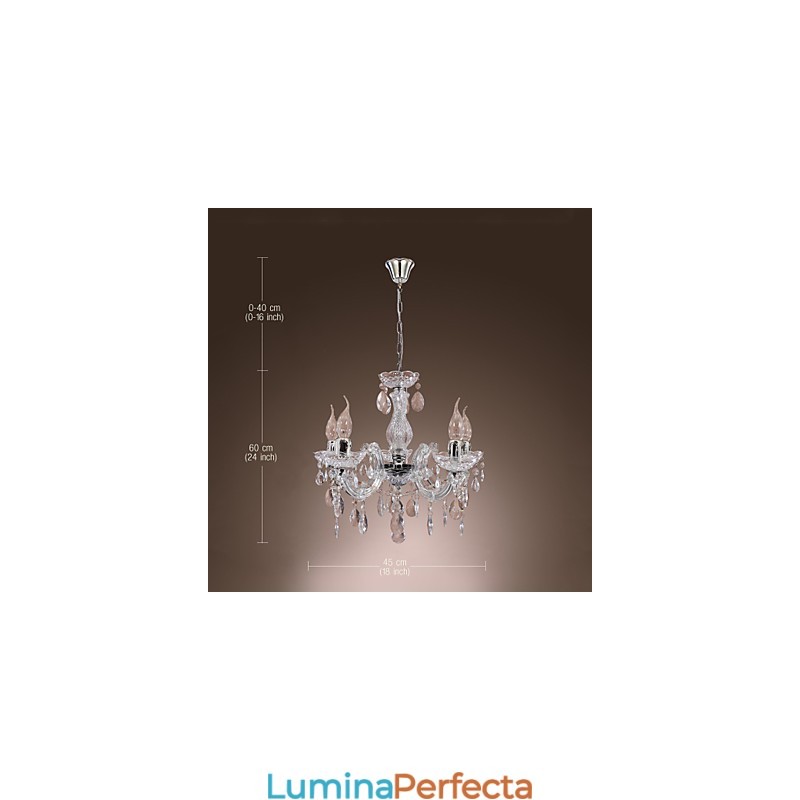 Lampă de tavan cromat Upligh Lumină cu lumânare Candelabru din acril