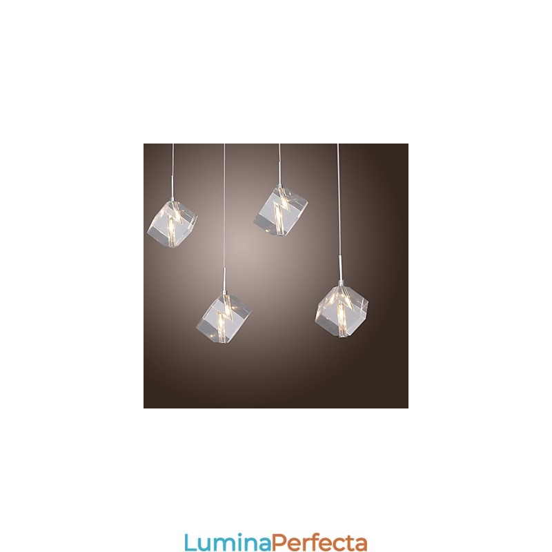 Lampă suspendată modernă, contemporană, din cristal, cromat