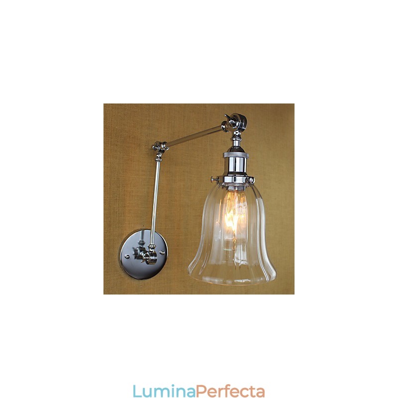 Caracteristică galvanizată retro de țară pentru protecția ochilor în stil mini. Lumină ambientală, lumini cu braț oscilant, perete