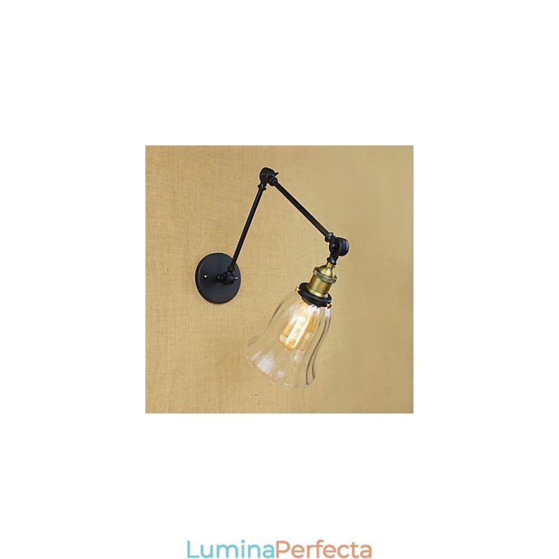 Caracteristică galvanizată retro de țară pentru protecția ochilor în stil mini. Lumină ambientală, lumini cu braț oscilant, perete