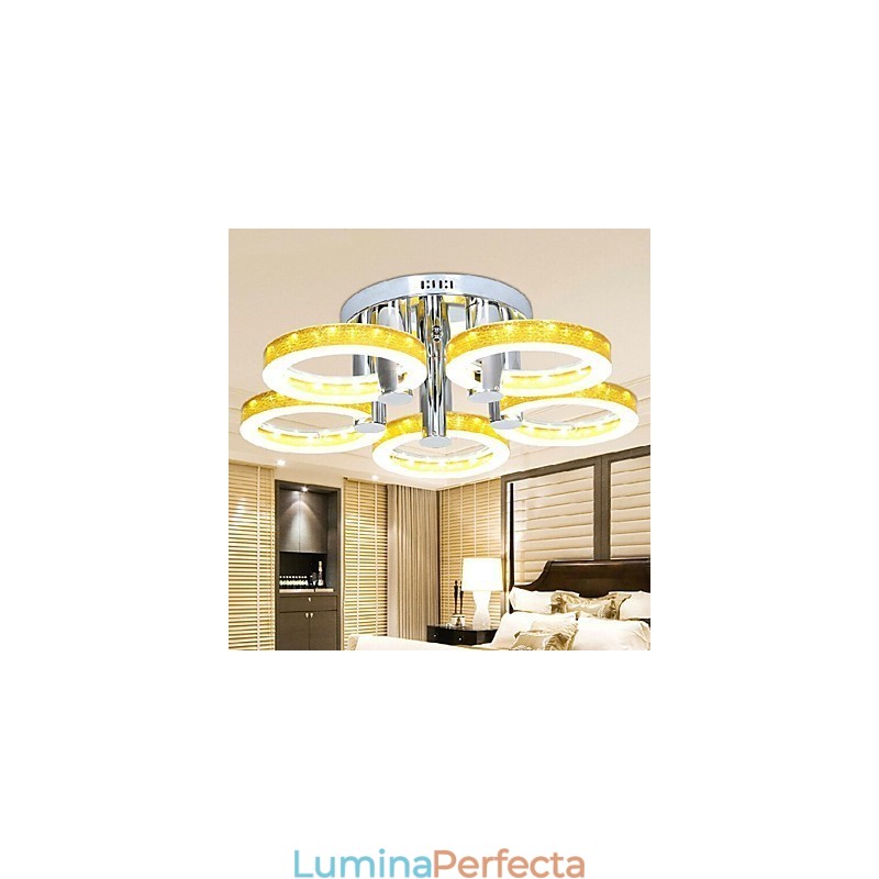 Candelabru simplu din acril cu 5 lumini (finisare cromată)