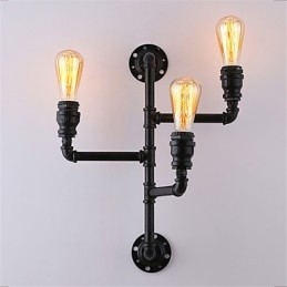 Aplice Industriale Vintage De Perete Lămpi Negre Creative Restaurant Cafe Bar Iluminat Decorativ Cu Finisaj Vopsit 3 Lumini