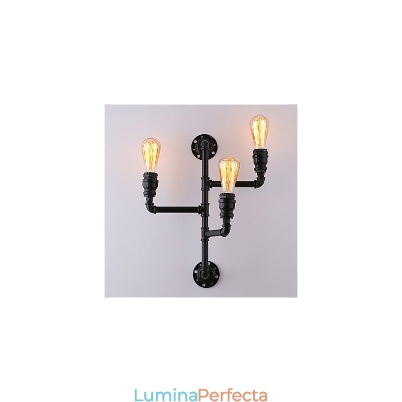 Aplice Industriale Vintage De Perete Lămpi Negre Creative Restaurant Cafe Bar Iluminat Decorativ Cu Finisaj Vopsit 3 Lumini