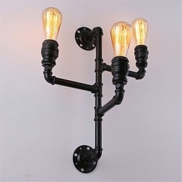 Aplice Industriale Vintage De Perete Lămpi Negre Creative Restaurant Cafe Bar Iluminat Decorativ Cu Finisaj Vopsit 3 Lumini