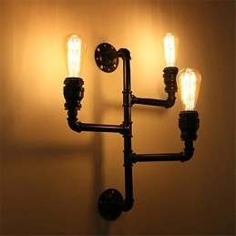 Aplice Industriale Vintage De Perete Lămpi Negre Creative Restaurant Cafe Bar Iluminat Decorativ Cu Finisaj Vopsit 3 Lumini
