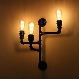 Aplice Industriale Vintage De Perete Lămpi Negre Creative Restaurant Cafe Bar Iluminat Decorativ Cu Finisaj Vopsit 3 Lumini