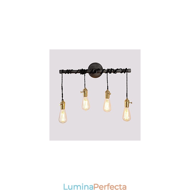 Applique industriale vintage de perete cu comutator Lumini creative Restaurant Cafe Bar Iluminat decorativ cu finisaj vopsit cu 4 lumini