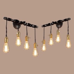 Applique industriale vintage de perete cu comutator Lumini creative Restaurant Cafe Bar Iluminat decorativ cu finisaj vopsit cu 4 lumini