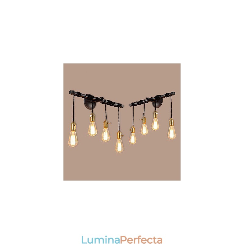 Applique industriale vintage de perete cu comutator Lumini creative Restaurant Cafe Bar Iluminat decorativ cu finisaj vopsit cu 4 lumini