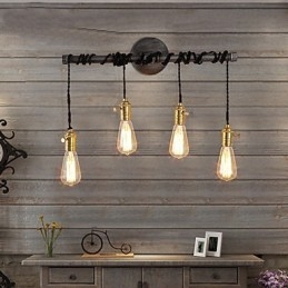 Applique industriale vintage de perete cu comutator Lumini creative Restaurant Cafe Bar Iluminat decorativ cu finisaj vopsit cu 4 lumini