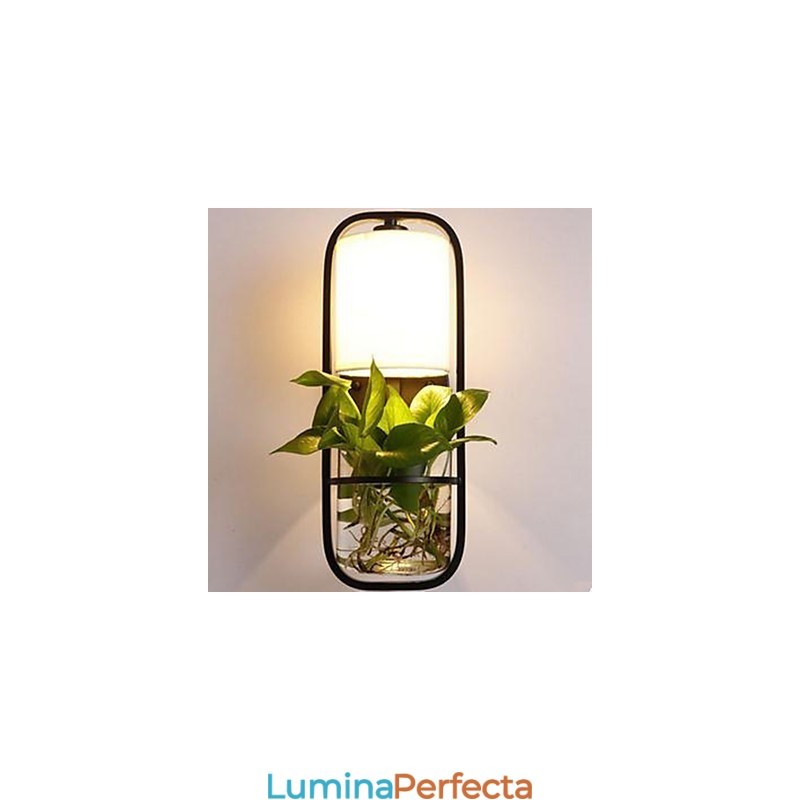 Lampă de perete modernă din sticlă cu plante în ghiveci, creativă