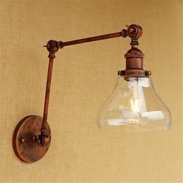Caracteristică galvanizată retro de țară pentru protecția ochilor în stil mini Lumină ambientală Perete de lumini cu braț oscilant