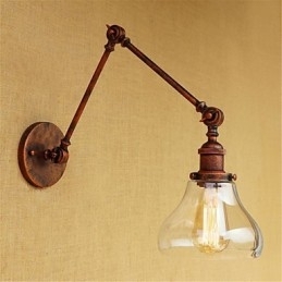 Caracteristică galvanizată retro de țară pentru protecția ochilor în stil mini Lumină ambientală Perete de lumini cu braț oscilant
