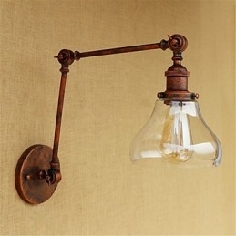 Caracteristică galvanizată retro de țară pentru protecția ochilor în stil mini Lumină ambientală Perete de lumini cu braț oscilant