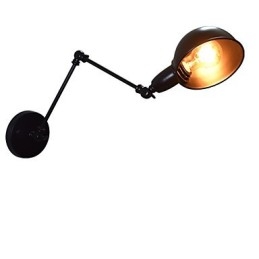 Aplică de perete din fier, pliabilă, neagră, simplă, retro, aplică decorativă cu un singur cap, în stil european