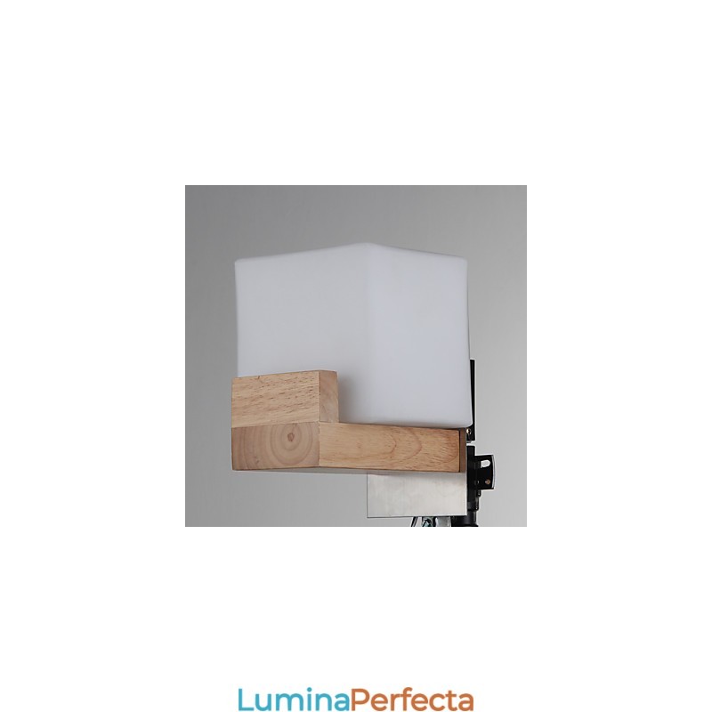 Lampă de perete simplă Lampă de birou de noptieră cu abajur din sticlă și lemn masiv pentru dormitor șifonier sufragerie cameră bebeluș cămin colegiu măsuță de cafea bibliotecă