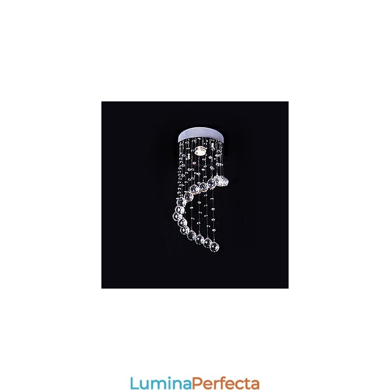 Candelabru din metal galvanizat din cristal modern, contemporan, montat încastrat