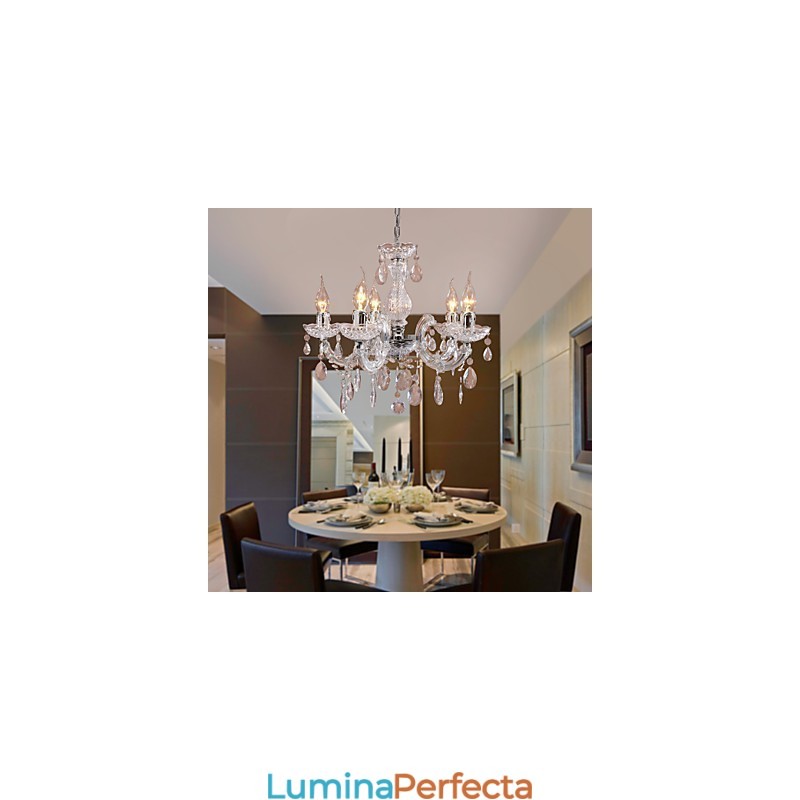 Lampă de tavan cromat Upligh Lumină cu lumânare Candelabru din acril