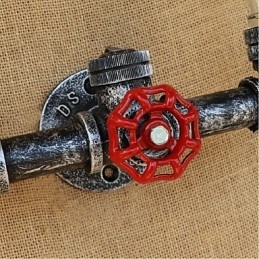Întrerupător de vânt industrial retro, sticlă de apă, lampă de perete albastru