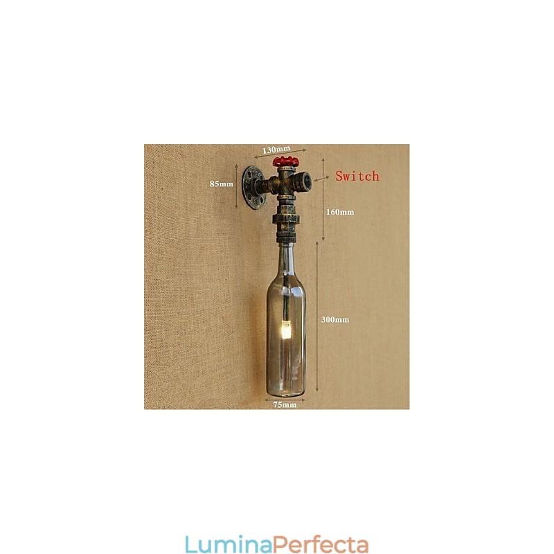 Lampă de perete cu sticlă de apă gri fum