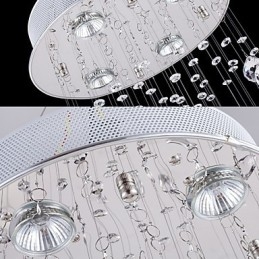Lampă cu pandantiv din cristal Iluminare candelabru 5 lumini Canpoy argintiu Clear K9 Crystal Helix Plafoniere
