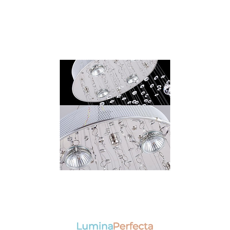 Lampă cu pandantiv din cristal Iluminare candelabru 5 lumini Canpoy argintiu Clear K9 Crystal Helix Plafoniere