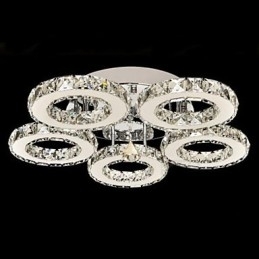 Montaj cu cristale, 5 lumini, oțel inoxidabil galvanizat transparent modern