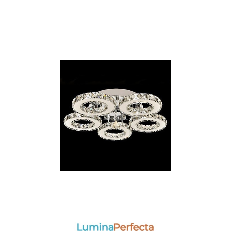 Montaj cu cristale, 5 lumini, oțel inoxidabil galvanizat transparent modern