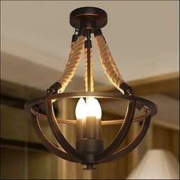 Lampă simplă americană de tavan retro frânghie
