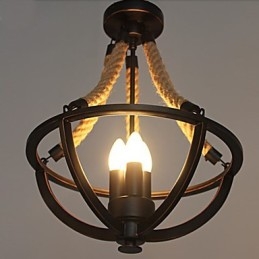 Lampă simplă americană de tavan retro frânghie