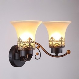 Lampă de perete cu două capetele americane, vintage, din metal cu sticlă, pentru cantină, sufragerie, intrare, foaier, decorare, lampă de perete