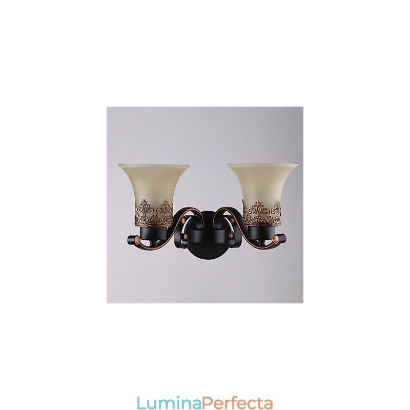 Lampă de perete cu două capetele americane, vintage, din metal cu sticlă, pentru cantină, sufragerie, intrare, foaier, decorare, lampă de perete