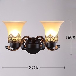 Lampă de perete cu două capetele americane, vintage, din metal cu sticlă, pentru cantină, sufragerie, intrare, foaier, decorare, lampă de perete