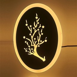 Lampă de perete cu scrub acrilic sculptat cu prune Lampă de noptieră în formă rotundă Lumini pentru coridor alb cald AC220V