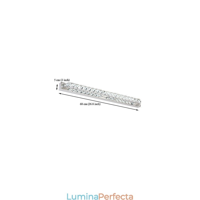 Lampă lungă cu oglindă de înaltă calitate, lumini pentru baie, lumini de perete din metal și cristal